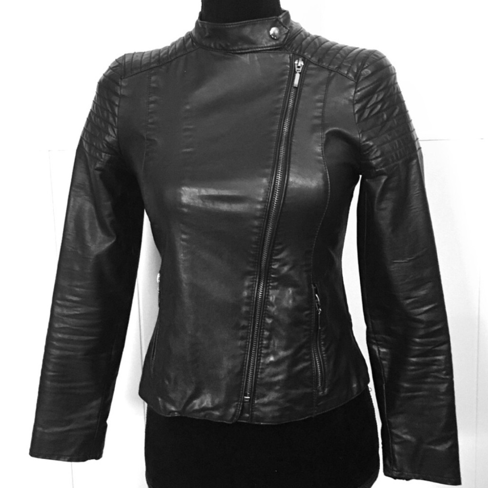 Zara Girl Vegan Leather Asymmetrical ZIP Jacket